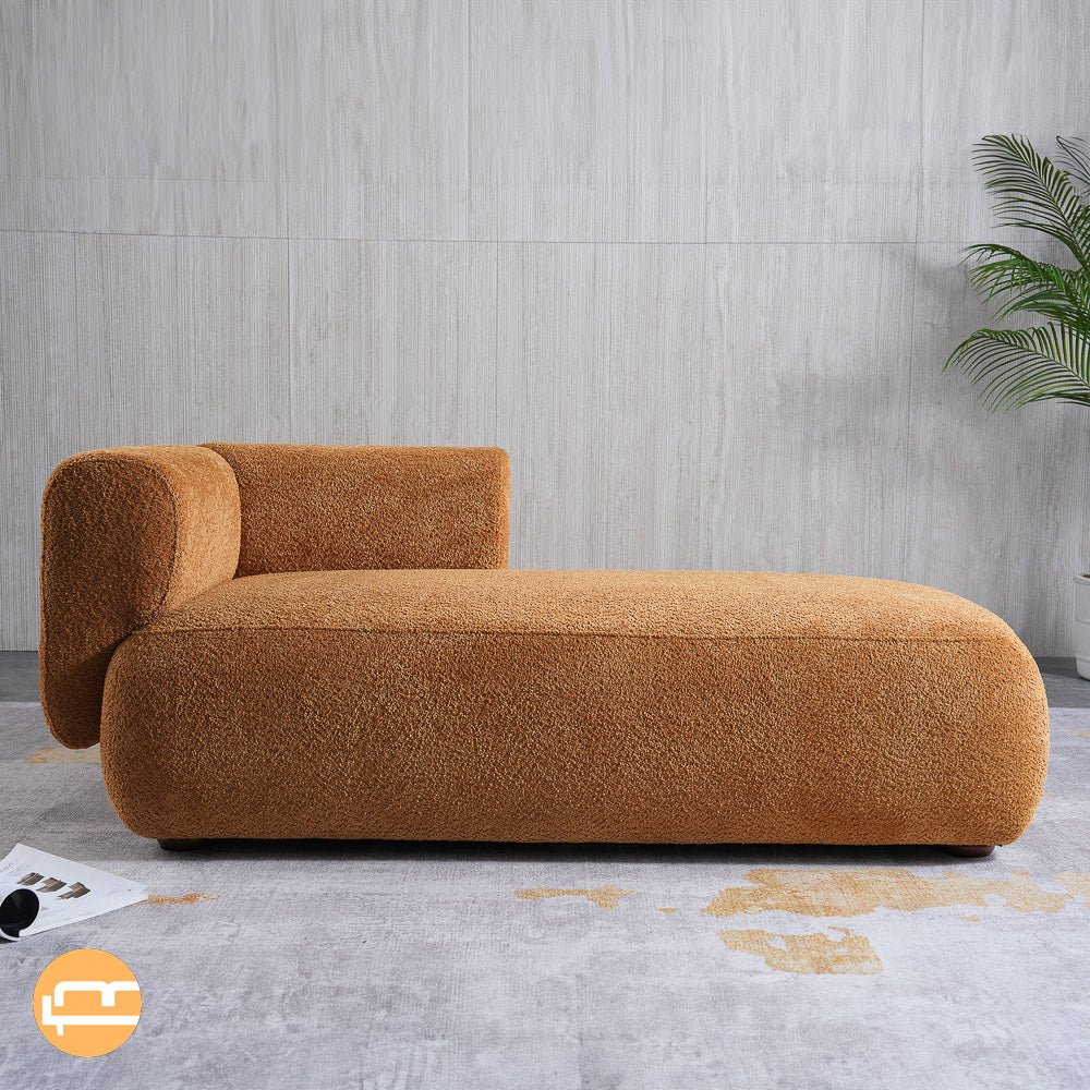 Canton Orange Boucle Chaise Lounge - MidinMod