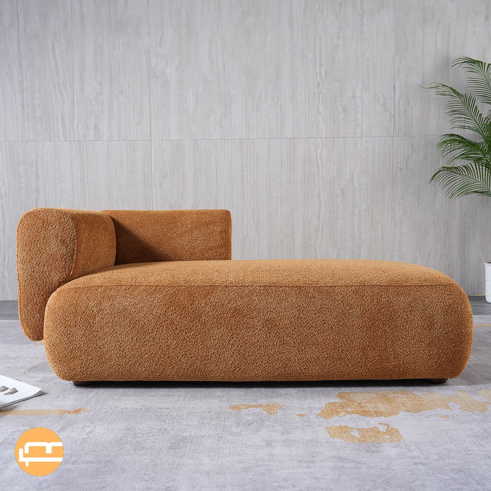 Canton Orange Boucle Chaise Lounge - MidinMod