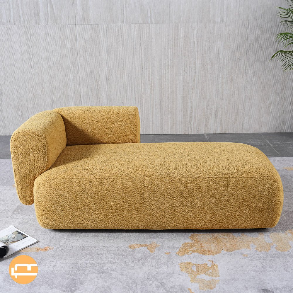 Canton Yellow Boucle Chaise Lounge - MidinMod