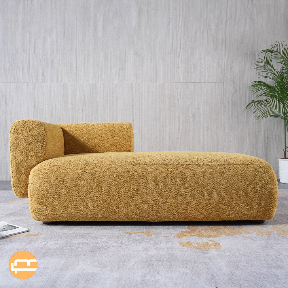 Canton Yellow Boucle Chaise Lounge - MidinMod