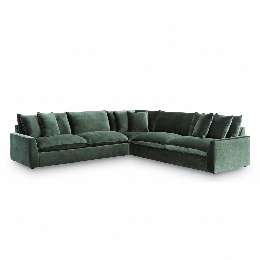 Carriage View 3-Piece Jade Green Chenille Sectional Sofa | MidinMod
