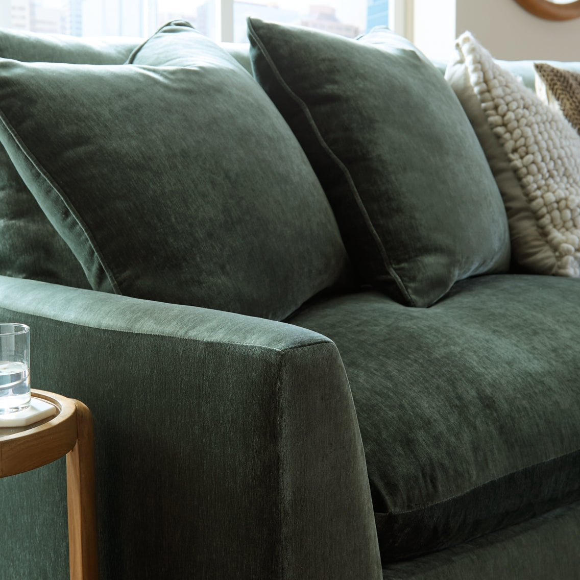 Carriage View 3-Piece Jade Green Chenille Sectional Sofa | MidinMod