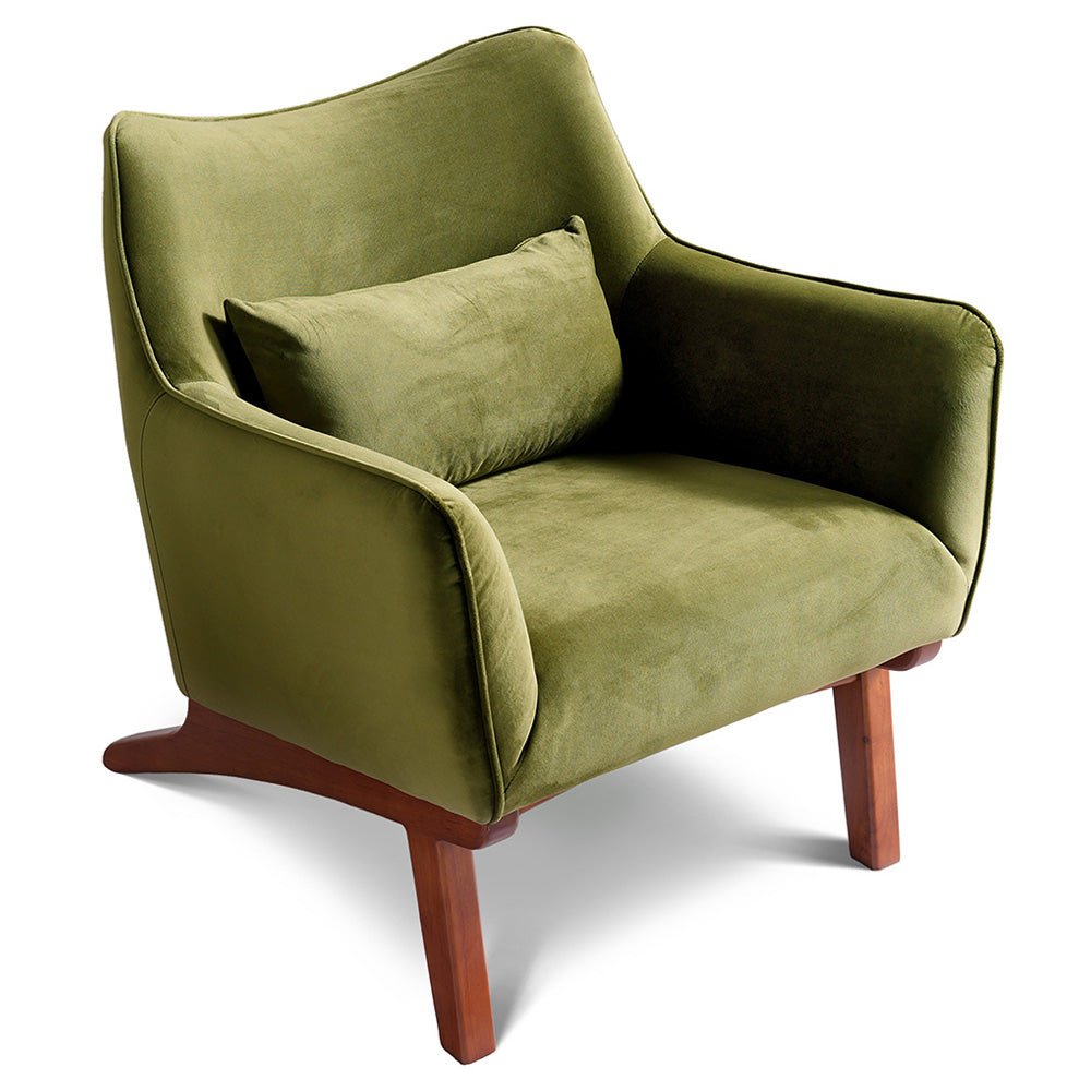 Casper Olive Green Velvet Lounge Chair - MidinMod