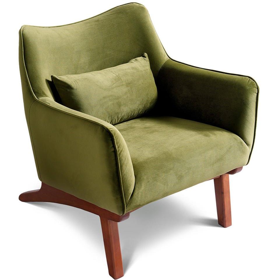 Casper Olive Green Velvet Lounge Chair - MidinMod