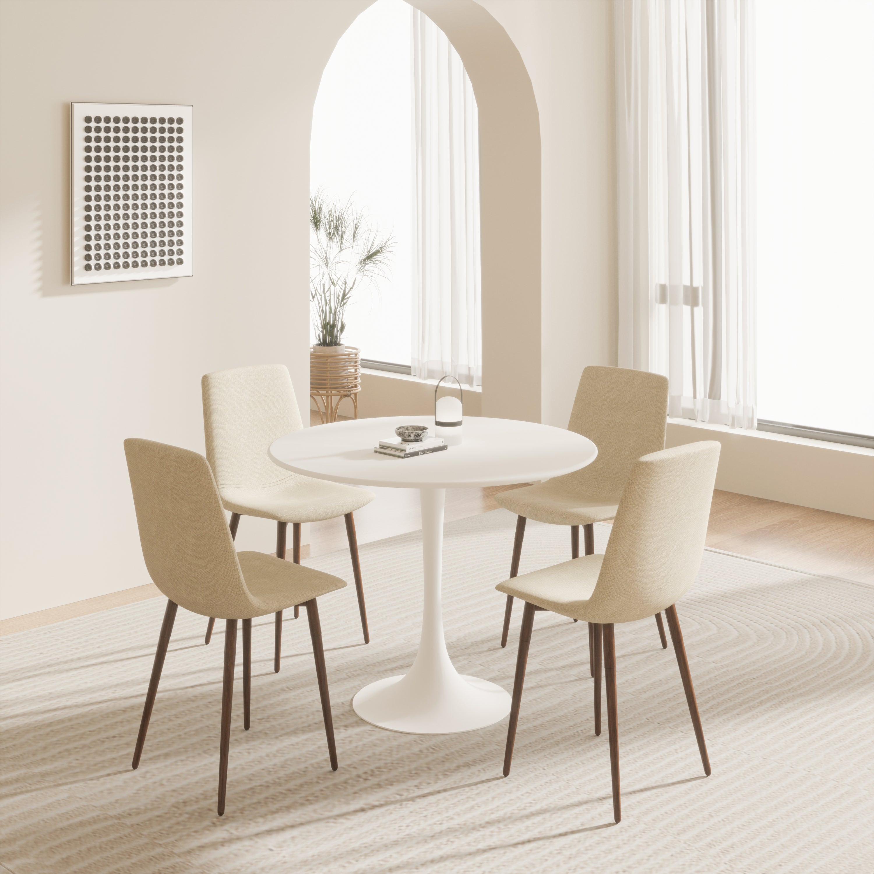 Chasinfield Modern White Round Tulip Dining Table - MidinMod