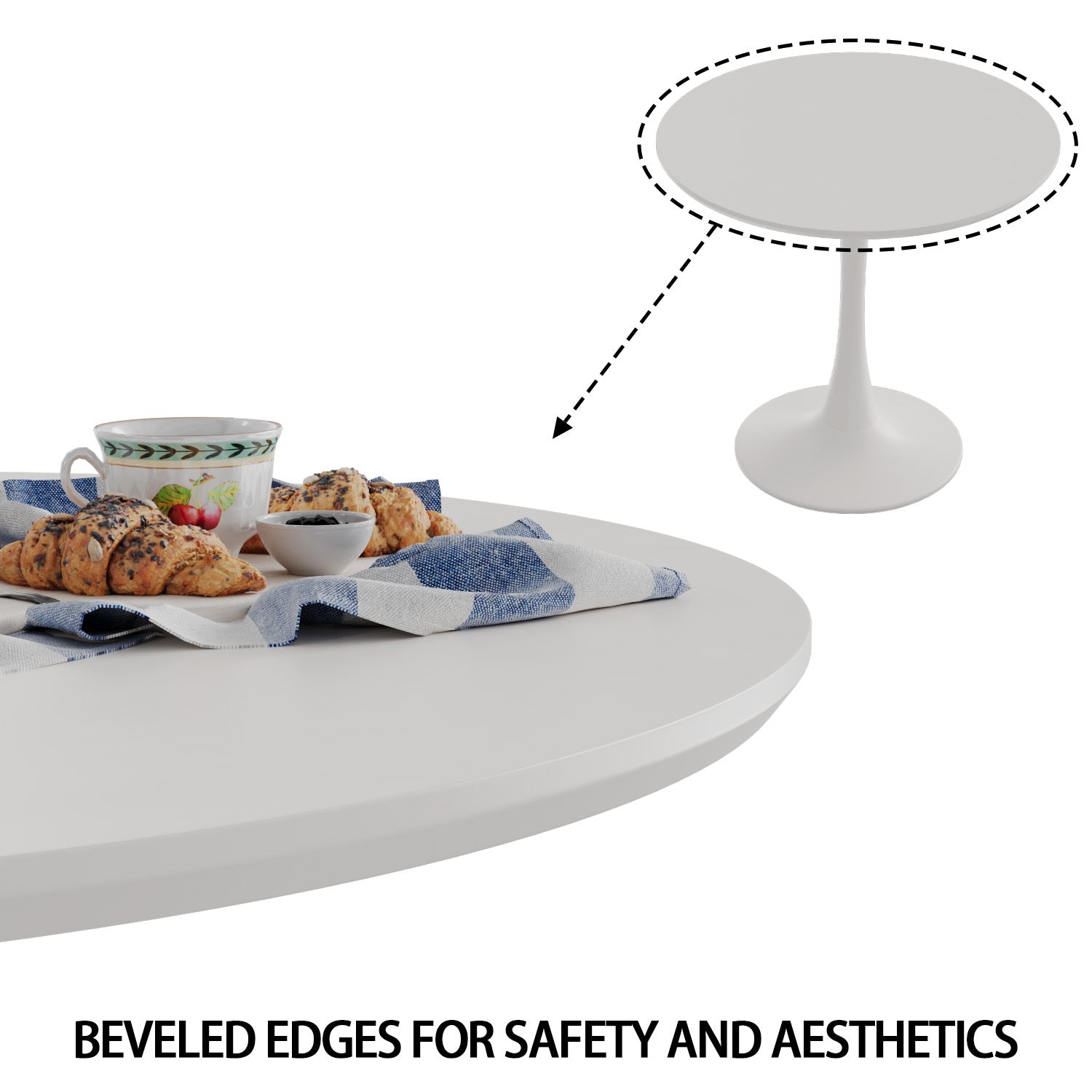 Chasinfield Modern White Round Tulip Dining Table - MidinMod