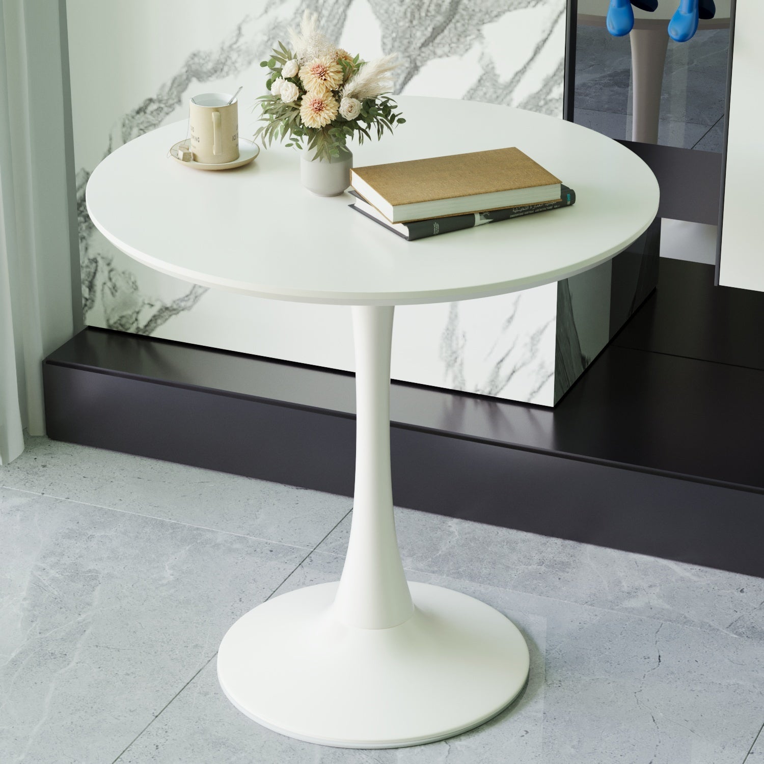 Chasinfield Modern White Round Tulip Dining Table - MidinMod
