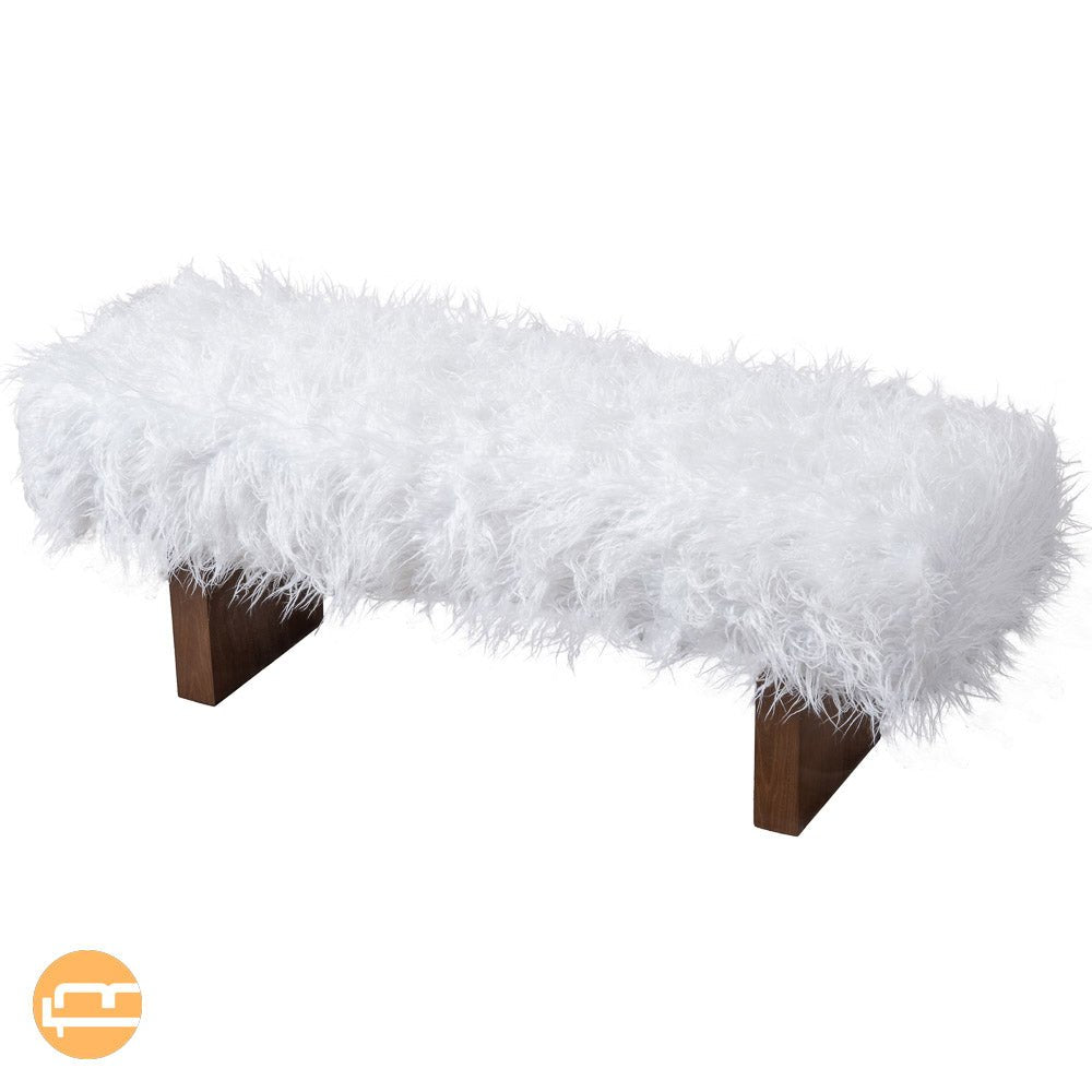 Chatham White Khaki Fur Bench - MidinMod