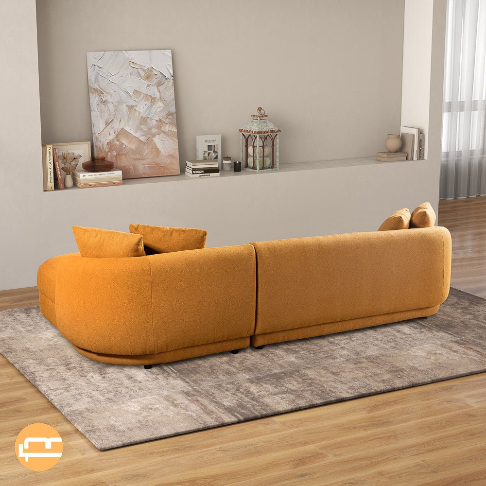 Chesterton Cognac Boucle Right Sectional Sofa - MidinMod