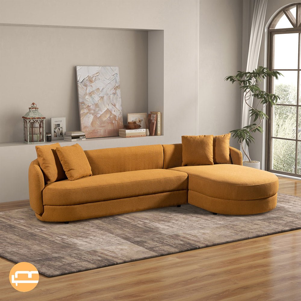 Chesterton Cognac Boucle Right Sectional Sofa - MidinMod