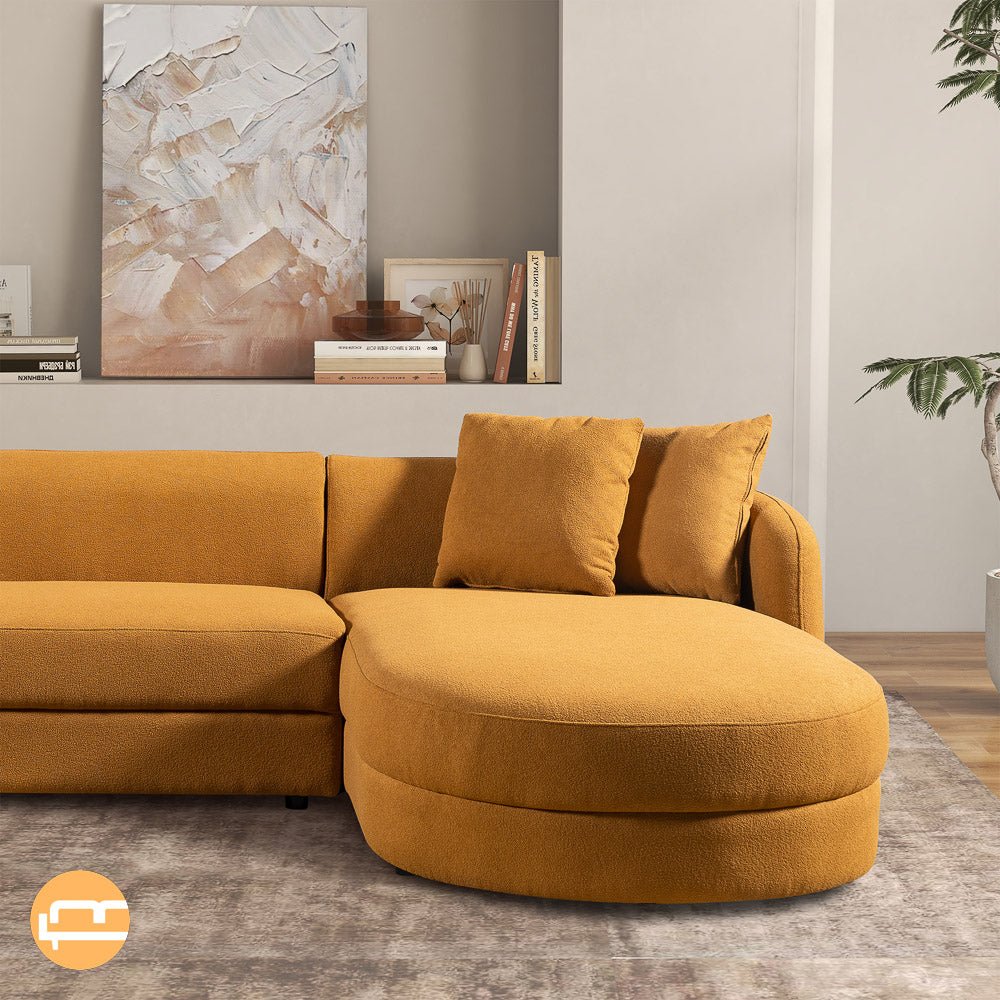 Chesterton Cognac Boucle Right Sectional Sofa - MidinMod