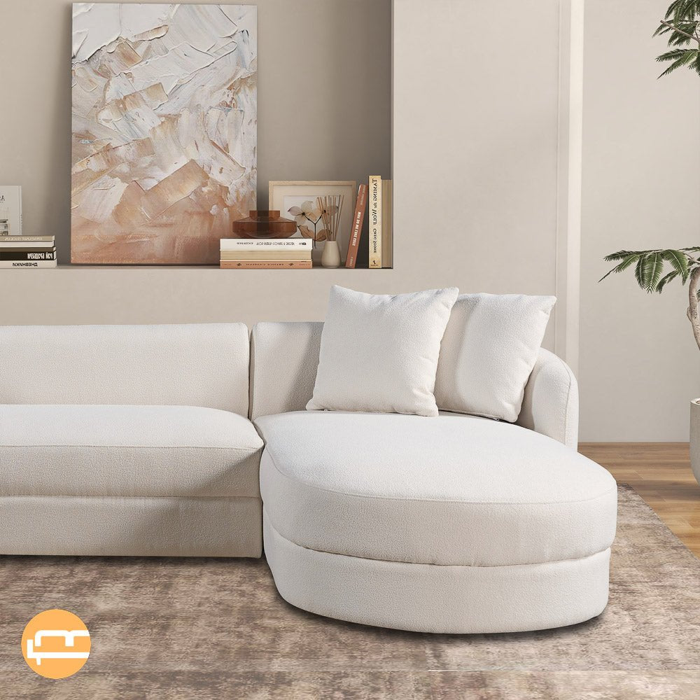 Chesterton Cream Boucle Right Sectional Sofa - MidinMod