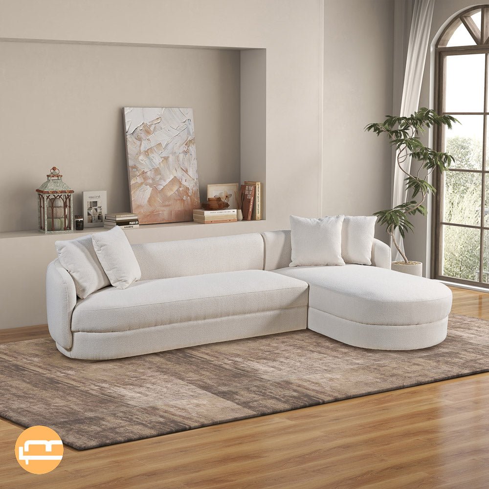 Chesterton Cream Boucle Right Sectional Sofa - MidinMod