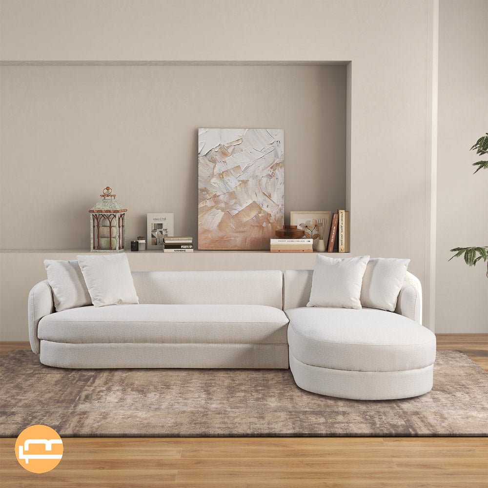 Chesterton Cream Boucle Right Sectional Sofa - MidinMod