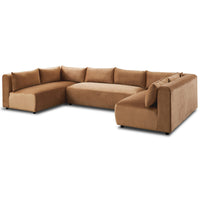 Albany Cognac Velvet Modular Corner Sectional Sofa