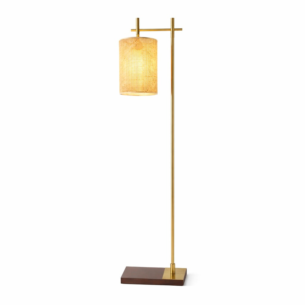 Comet Bamboo Lampshade Floor Lamp - Dark Brown + Bronze