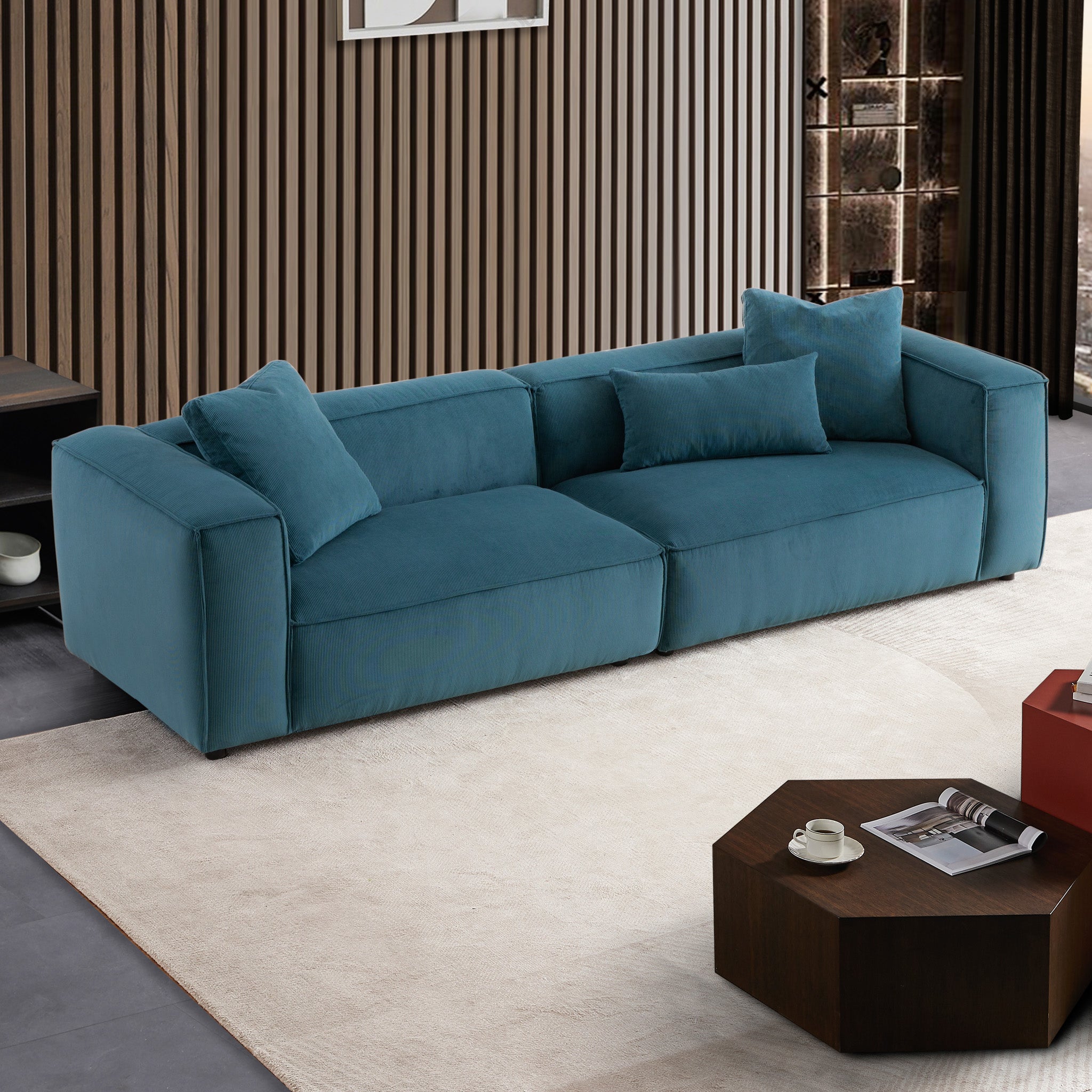 Conrad Blue Corduroy Large Sofa