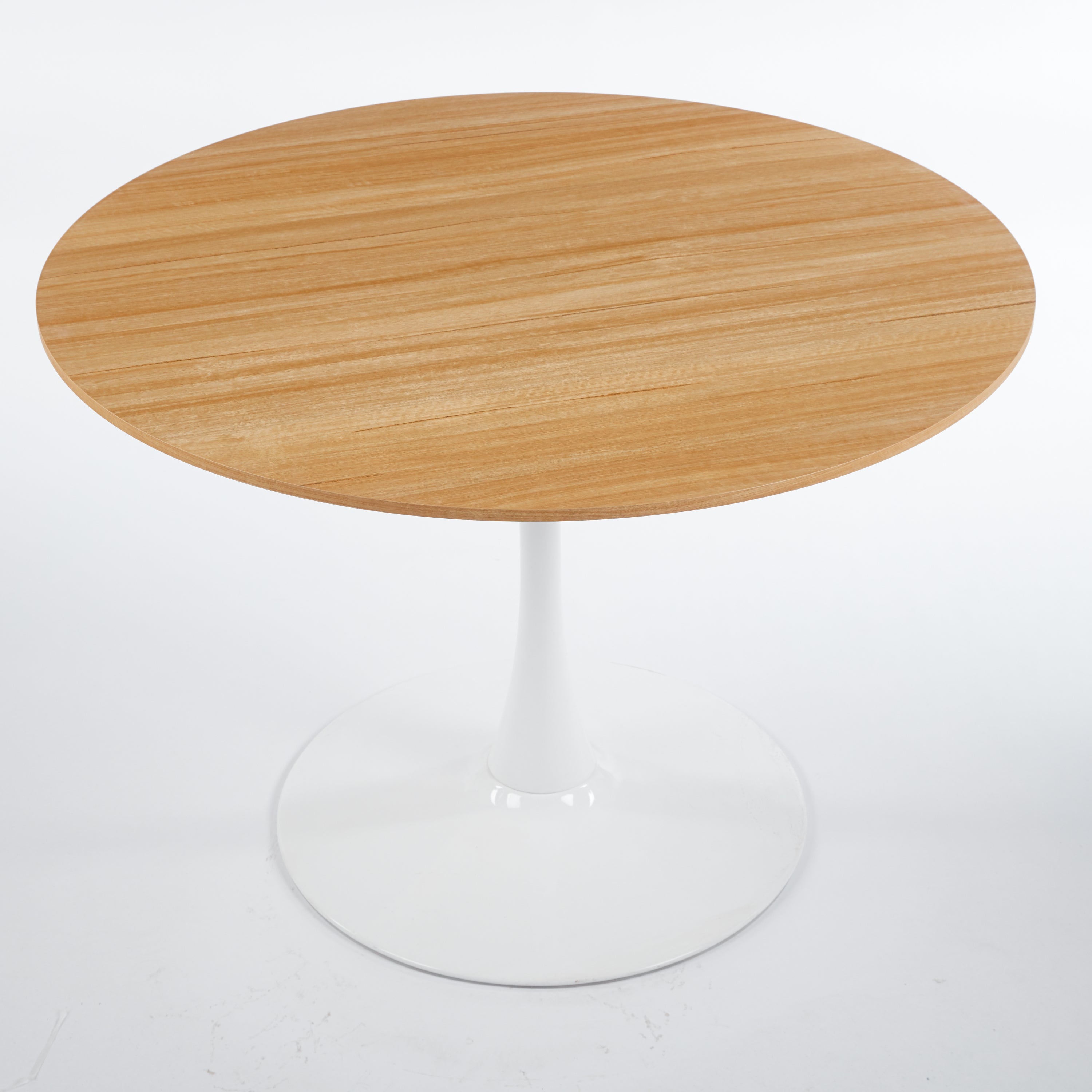 Modern Round White & Light Oak Dining Table - MidinMod