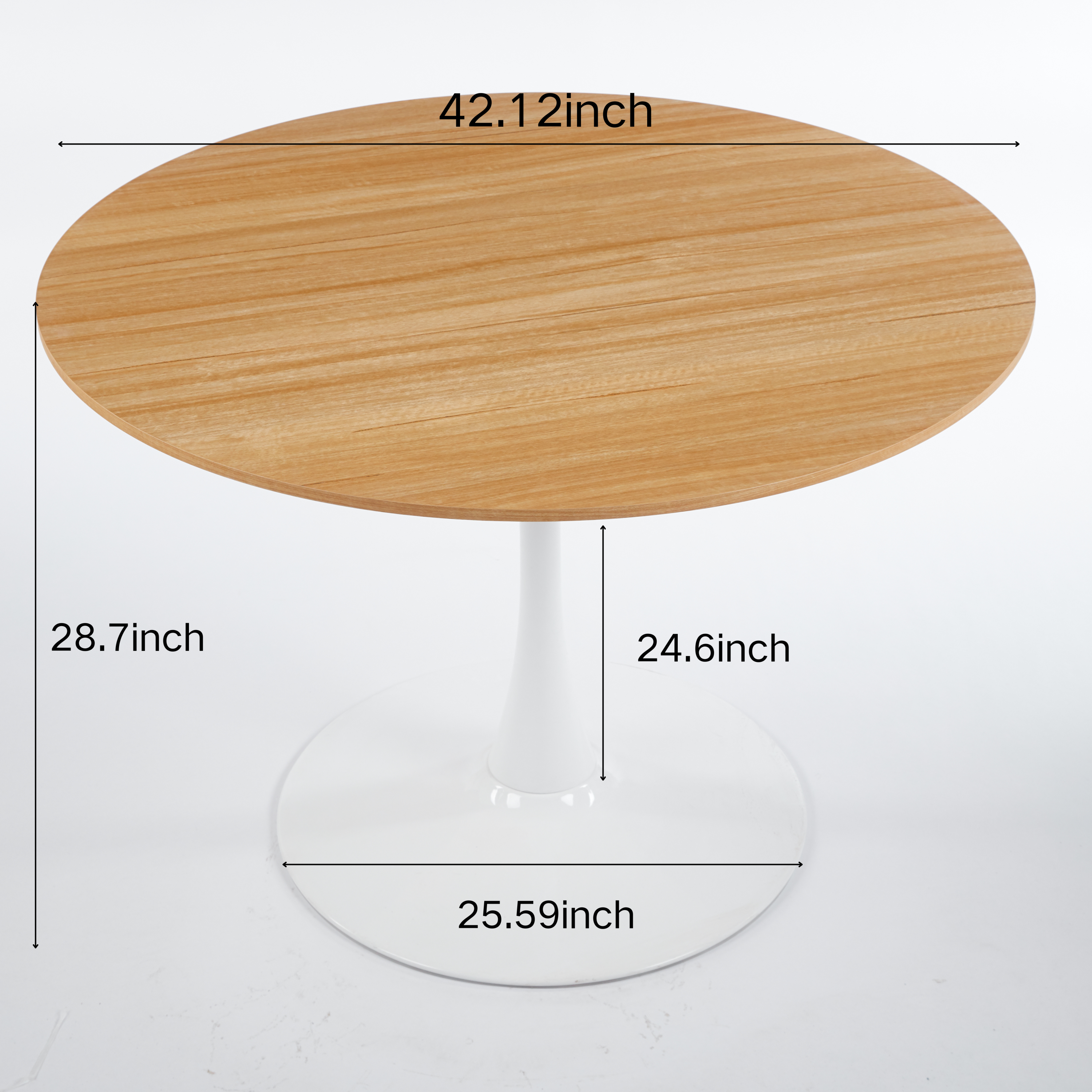 Modern Round White & Light Oak Dining Table - MidinMod