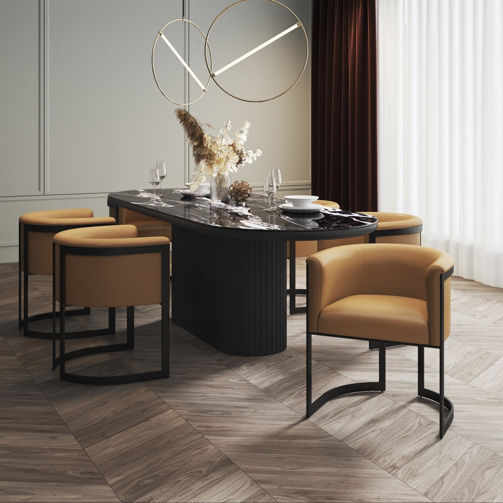 Corso Camel Dining Chair | Modern Vegan Leather Upholstered Side Chair | MidinMod