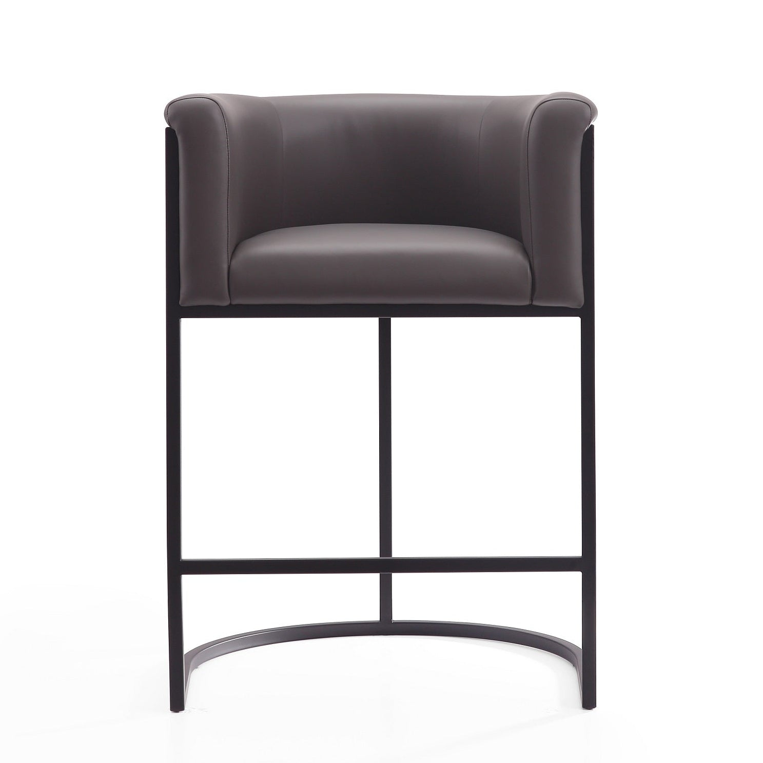 Cosmopolitan Graphite Counter Stool | Modern Vegan Leather Upholstered Seating with Backrest | MidinMod