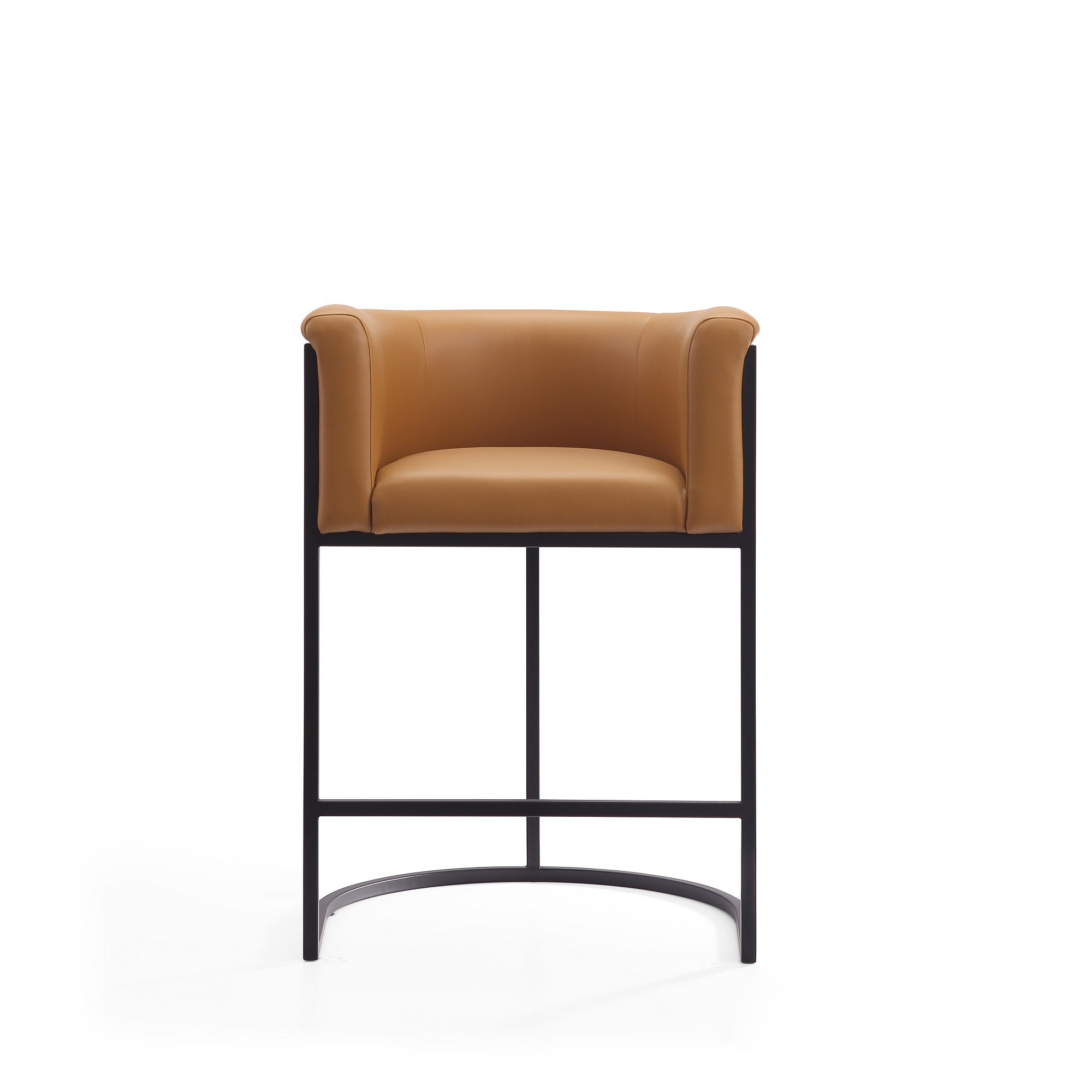 Cosmopolitan Camel Counter Stool | Modern Leather Upholstered Bar Seating