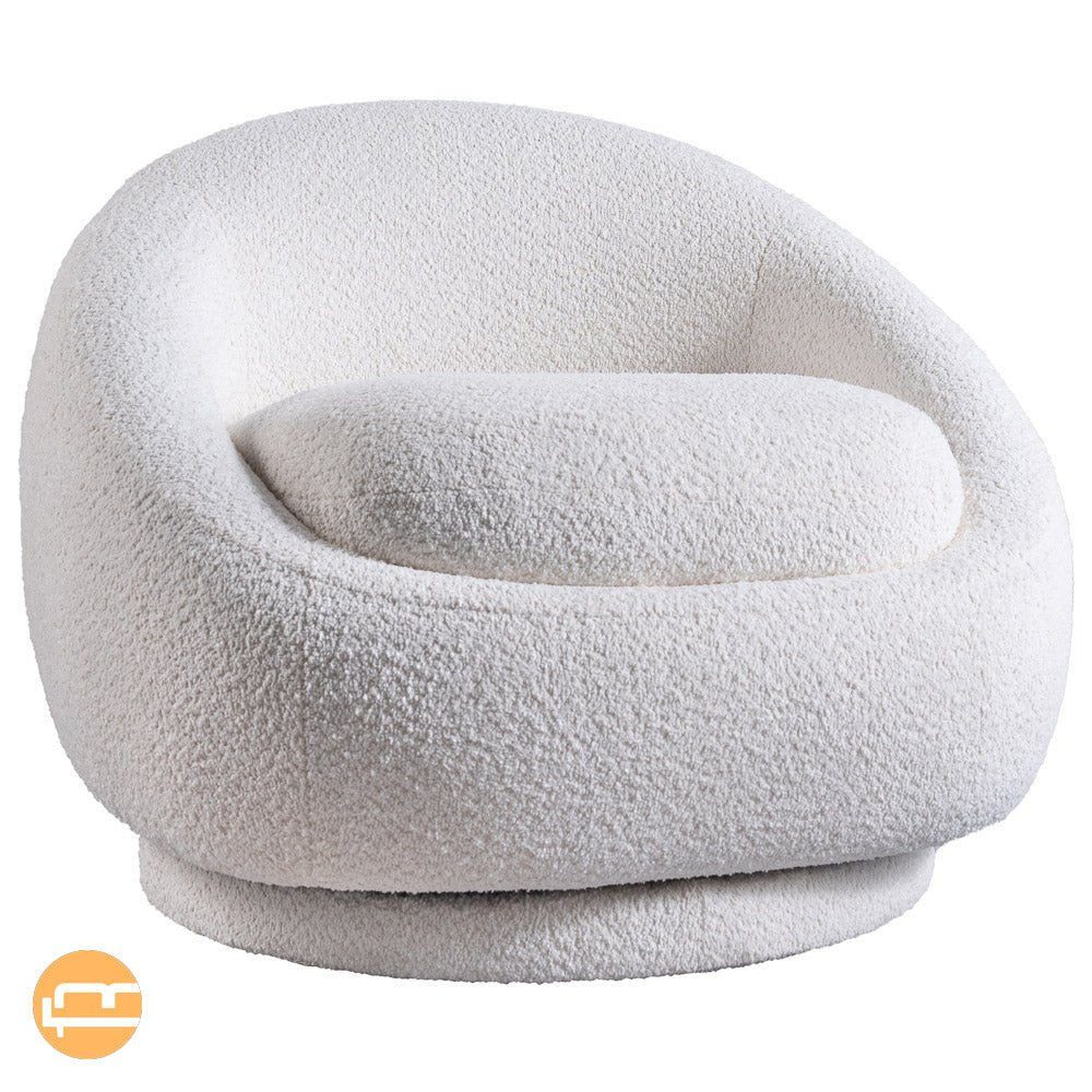 Crockett Cream Boucle Swivel Barrel Chair - MidinMod