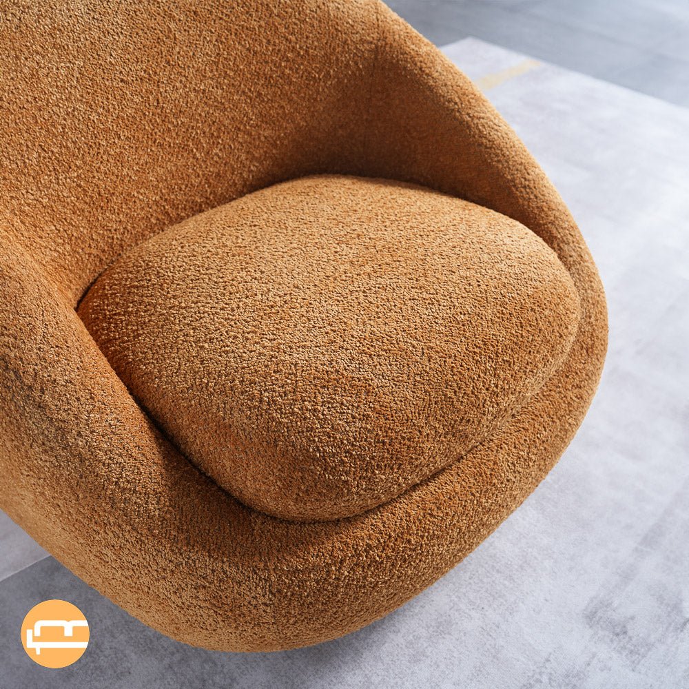 Crockett Orange Boucle Swivel Barrel Chair - MidinMod