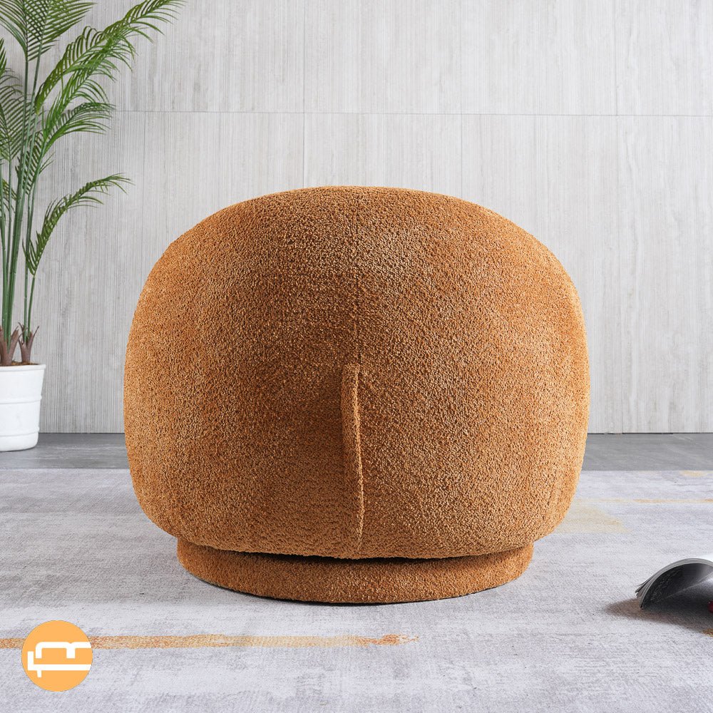 Crockett Orange Boucle Swivel Barrel Chair - MidinMod