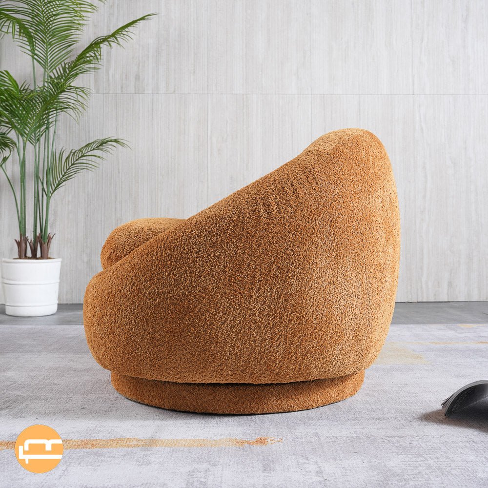 Crockett Orange Boucle Swivel Barrel Chair - MidinMod