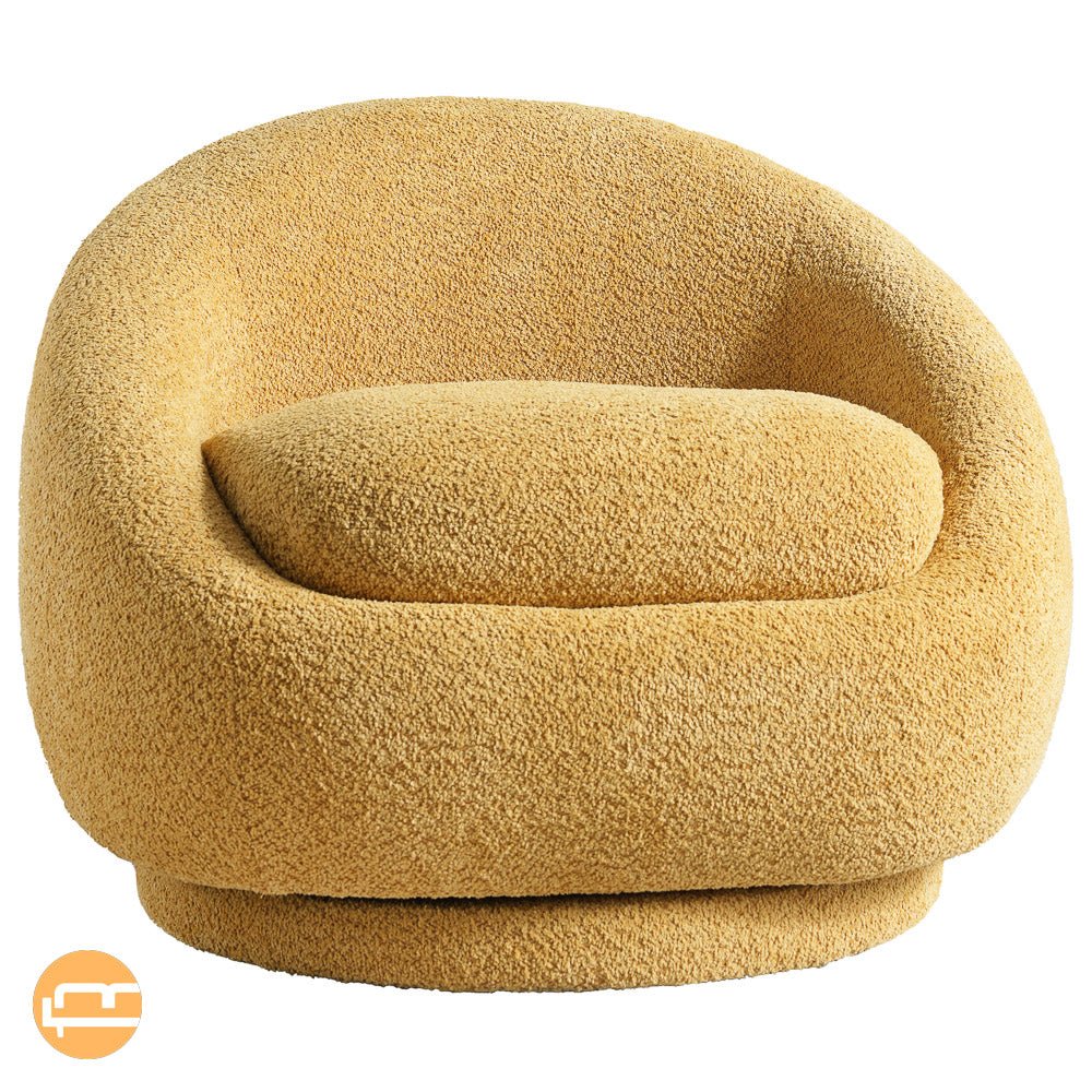 Crockett Yellow Boucle Swivel Barrel Chair - MidinMod