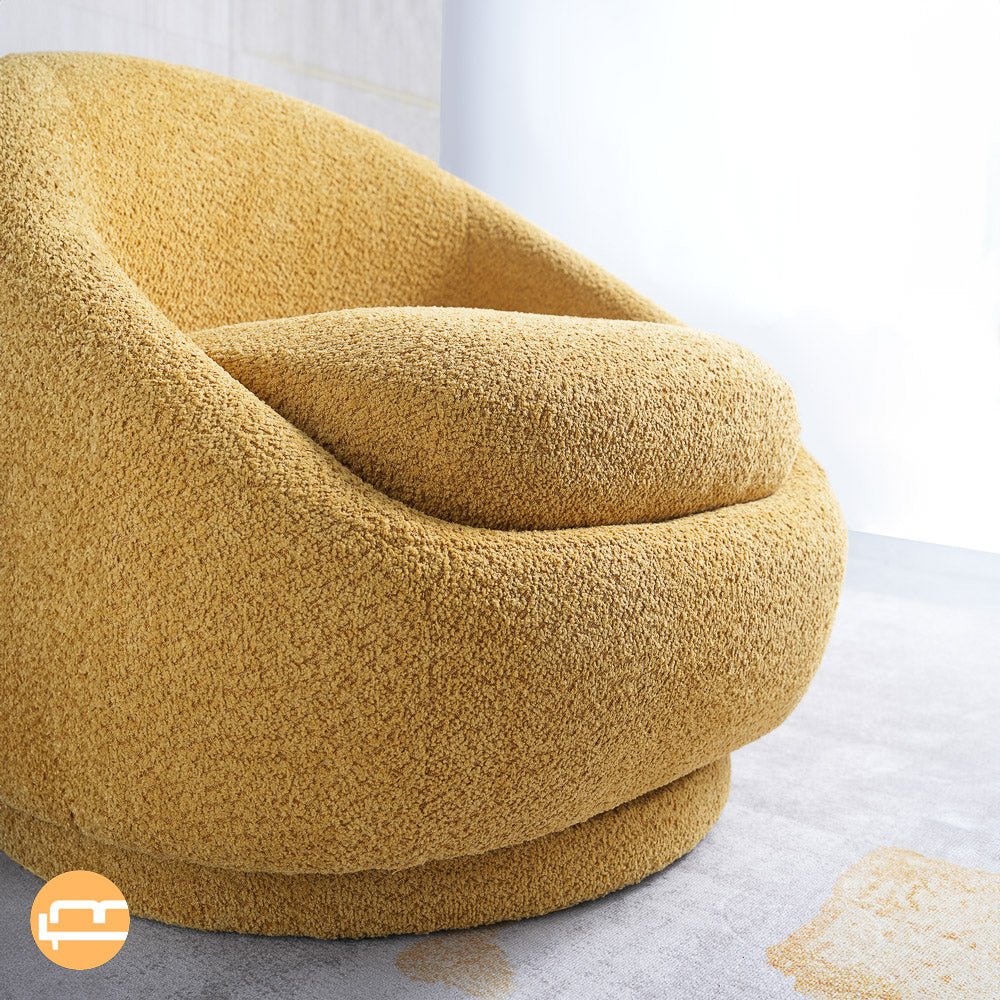 Crockett Yellow Boucle Swivel Barrel Chair - MidinMod