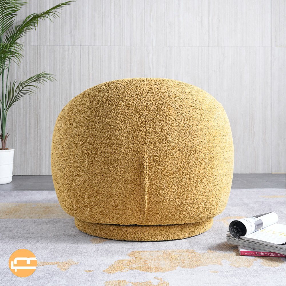 Crockett Yellow Boucle Swivel Barrel Chair - MidinMod