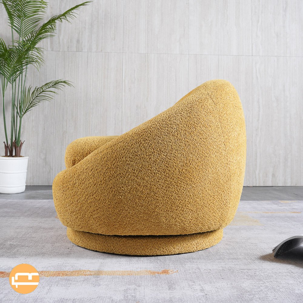 Crockett Yellow Boucle Swivel Barrel Chair - MidinMod