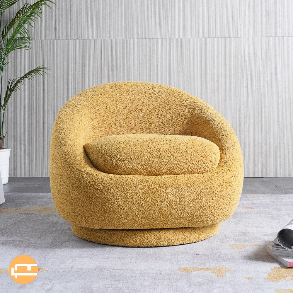 Crockett Yellow Boucle Swivel Barrel Chair - MidinMod