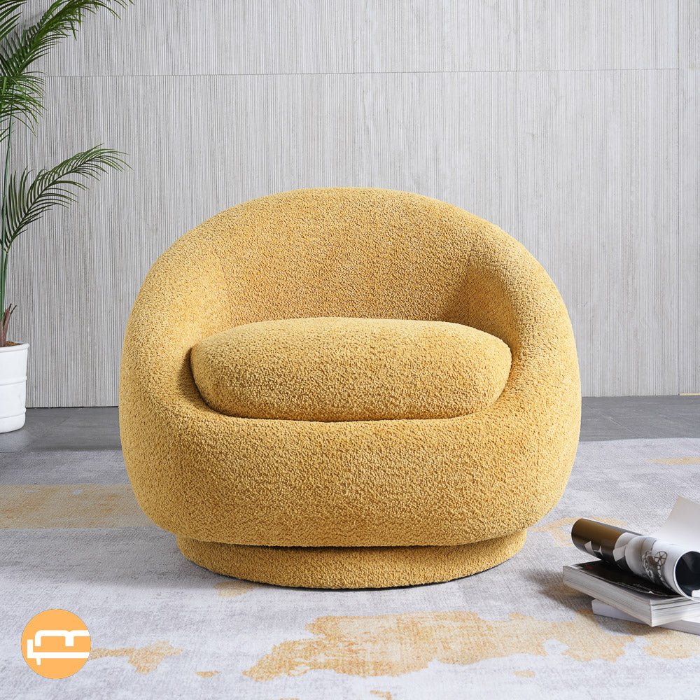 Crockett Yellow Boucle Swivel Barrel Chair - MidinMod