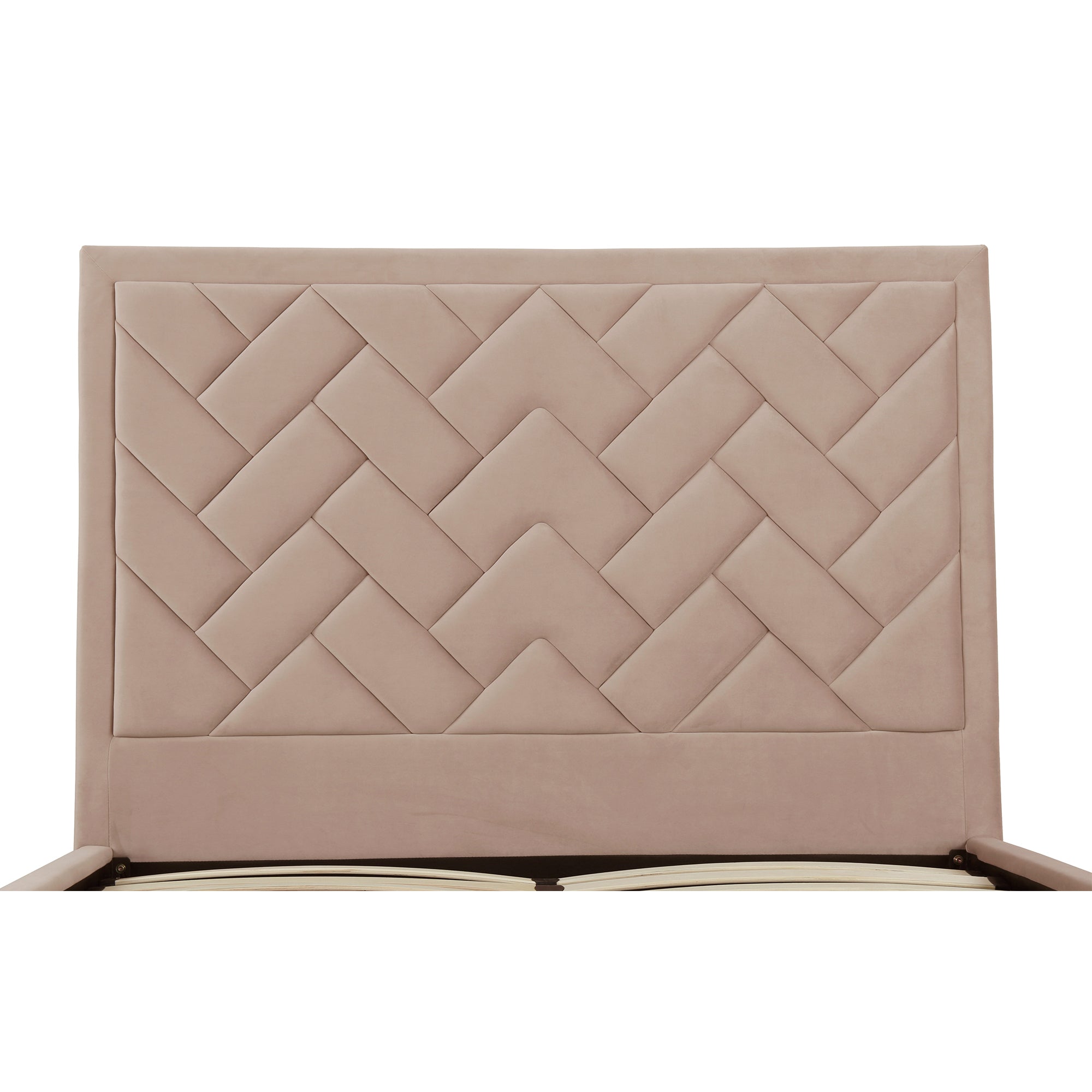 Crosby Queen-Size Bed in Nude | Modern Velvet Upholstered Bed Frame | MidinMod
