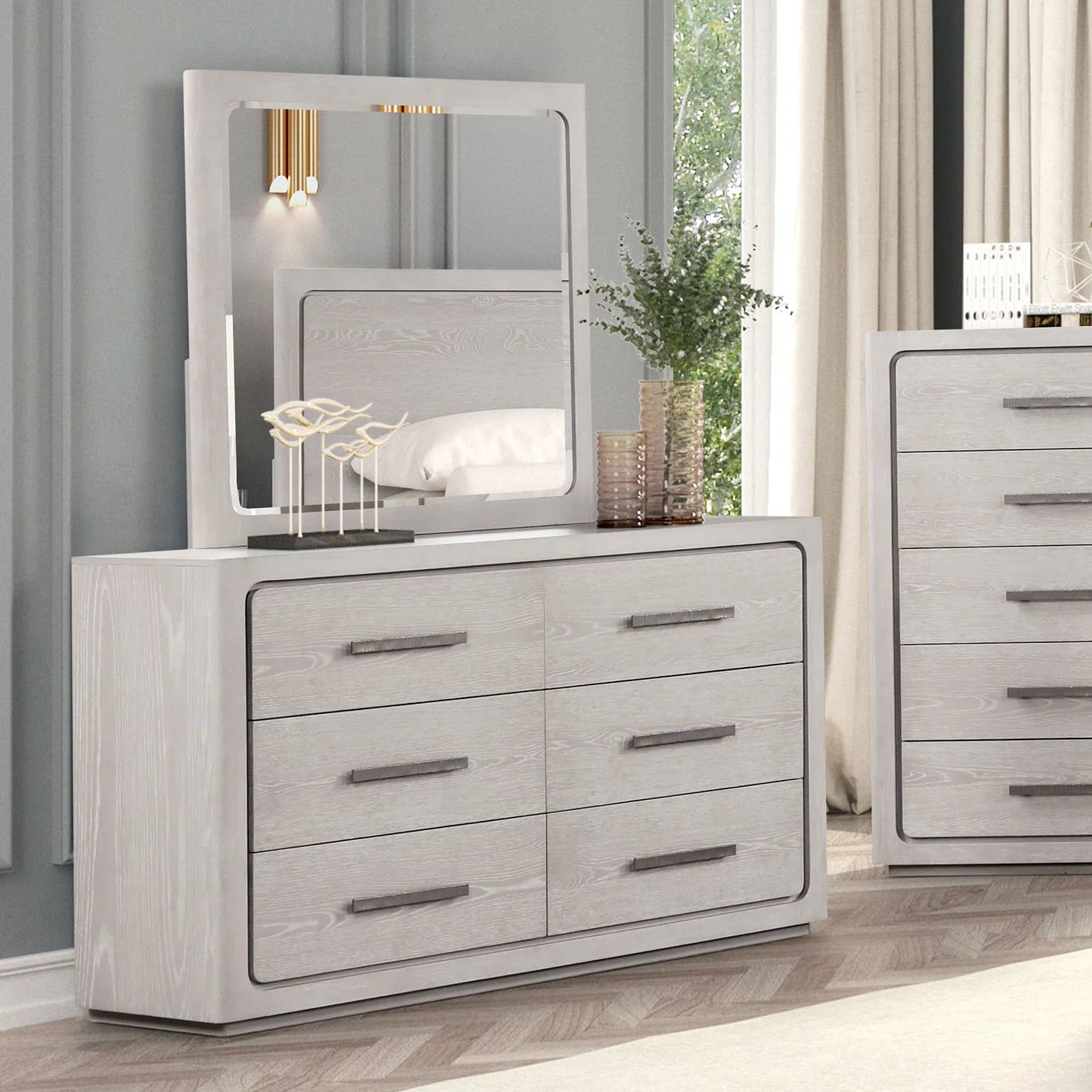 Crowthorne White Oak Dresser | Contemporary Rubberwood Bedroom Dresser | MidinMod