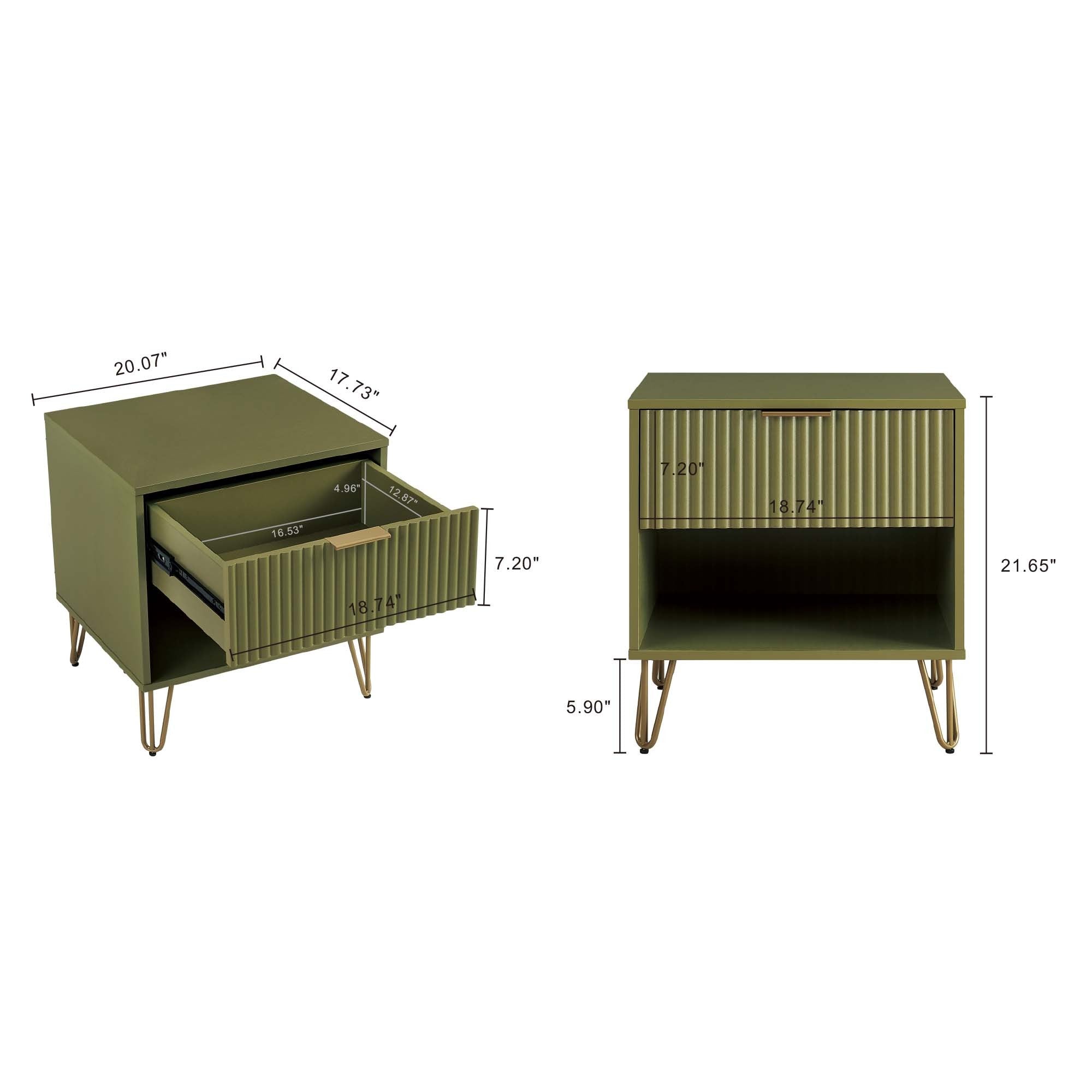 Dumbo 1.0 Olive Green Nightstand | Modern Bedside Storage Table | MidinMod