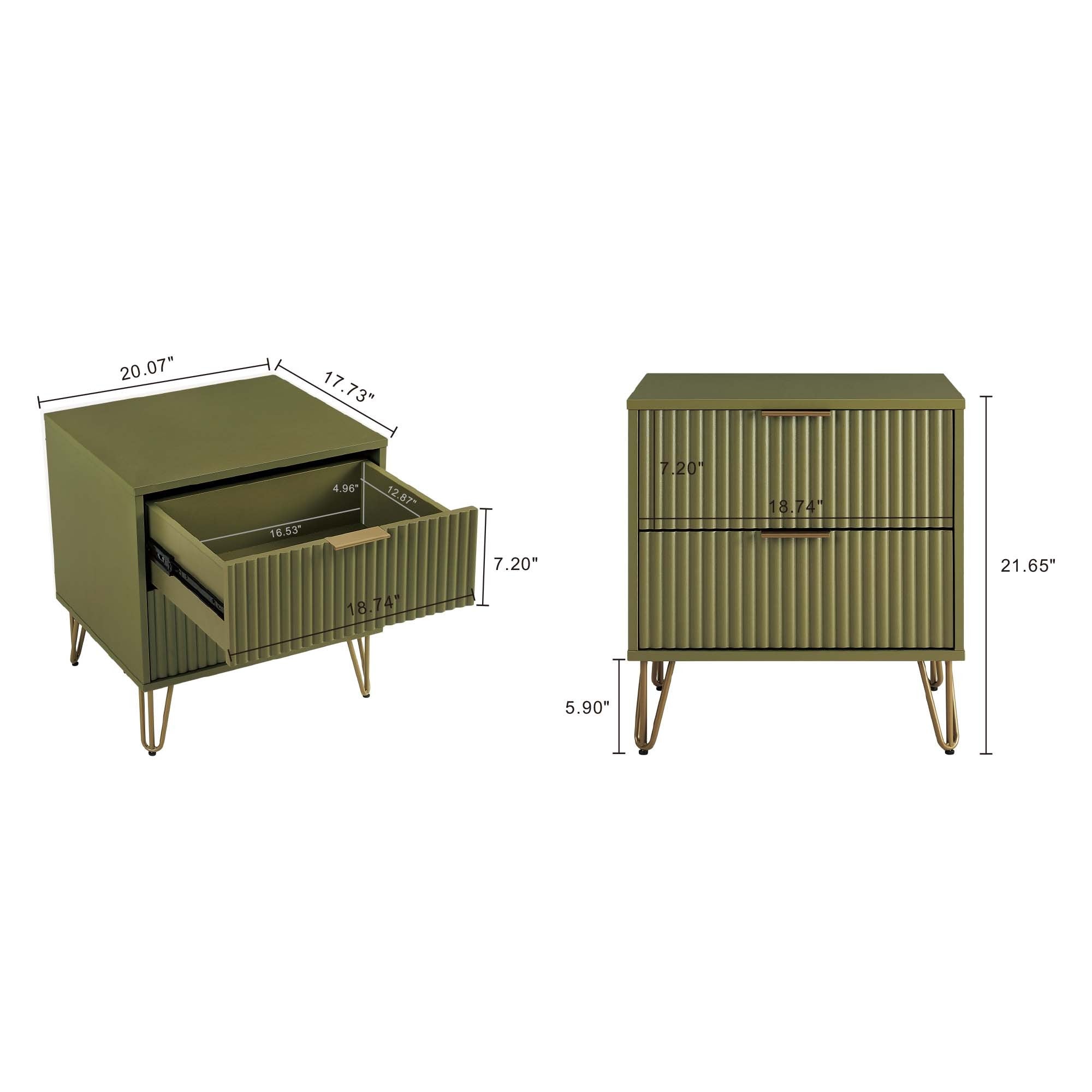 Dumbo 2.0 Modern Olive Green Nightstand | Stylish Bedside Storage | MidinMod