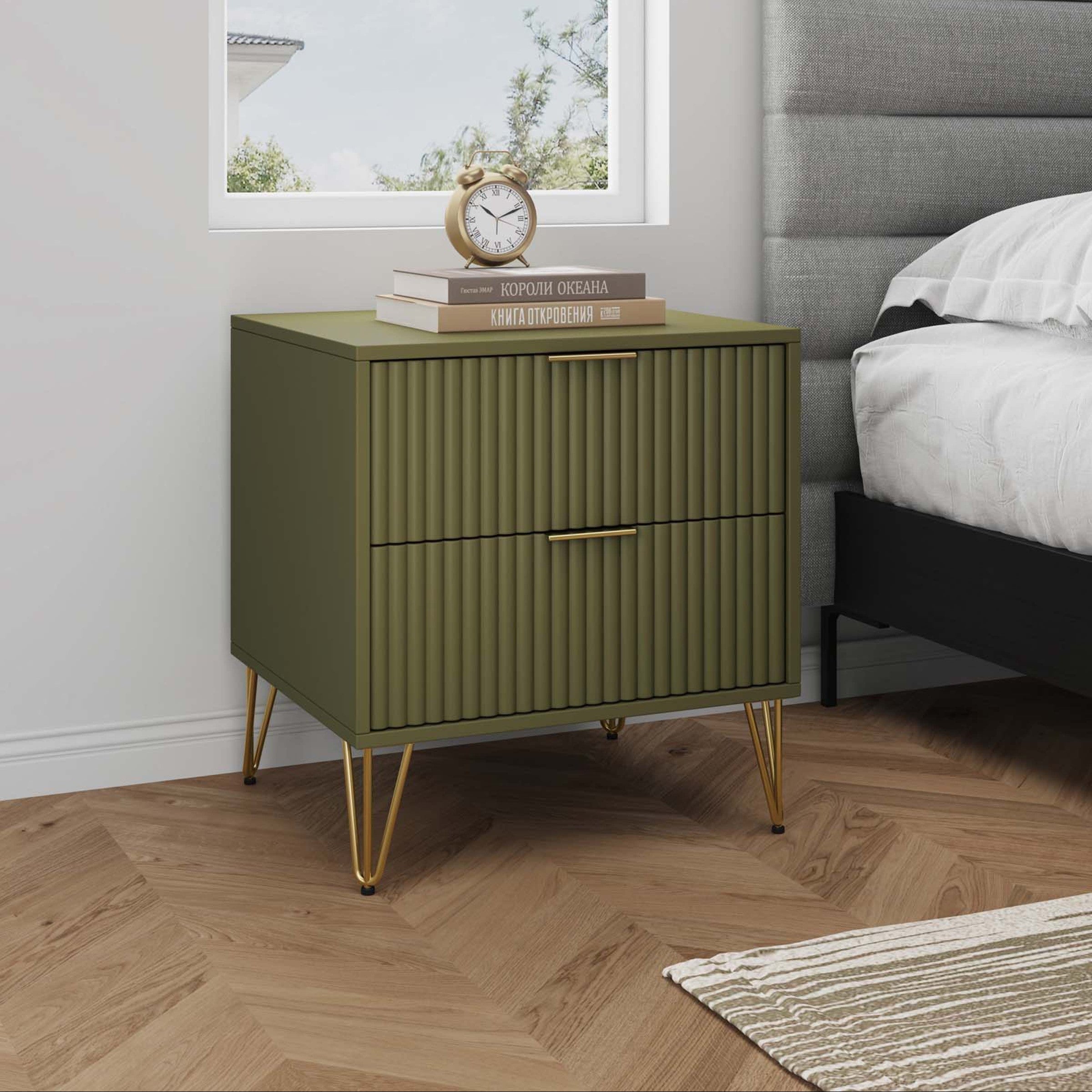 Dumbo 2.0 Modern Olive Green Nightstand | Stylish Bedside Storage | MidinMod