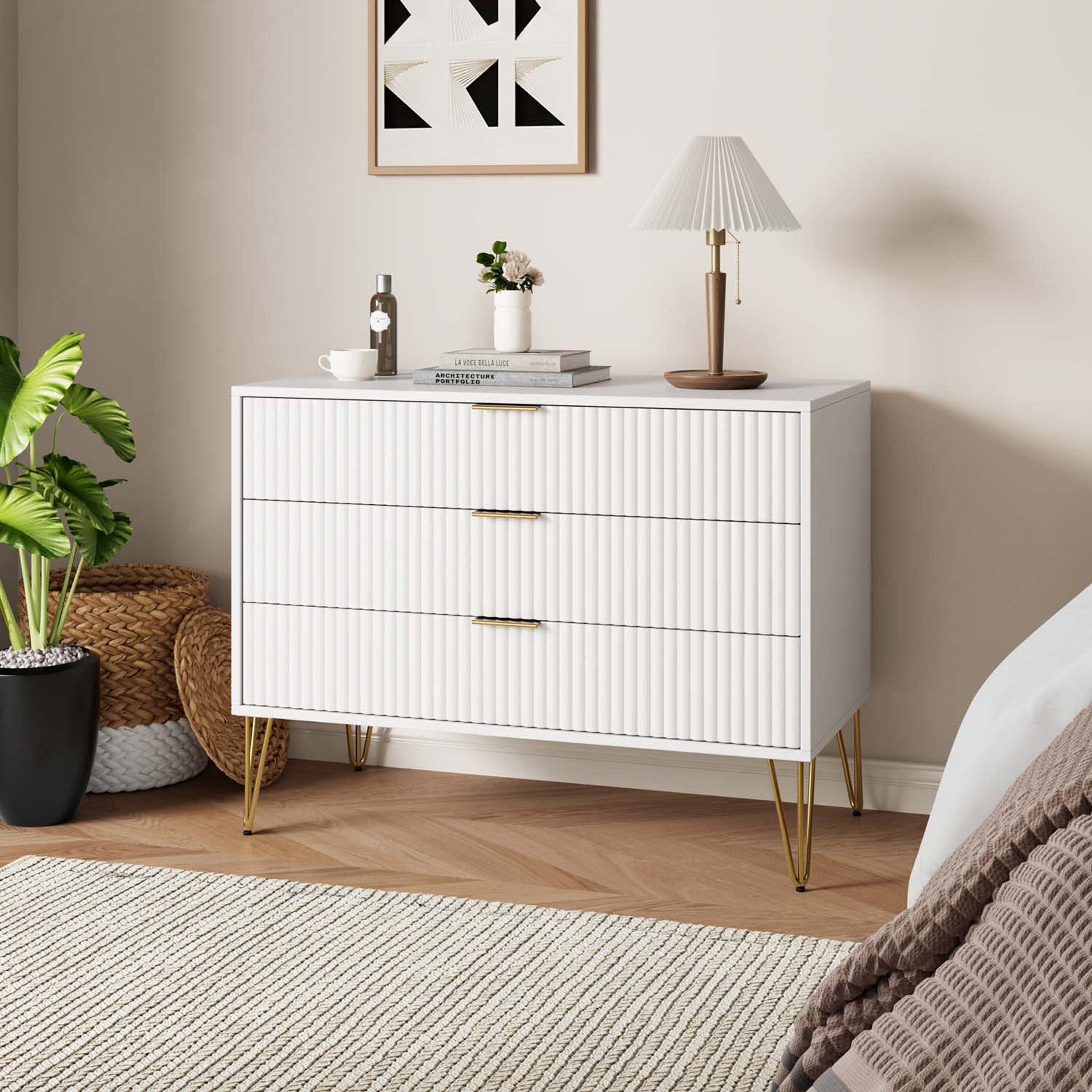 Dumbo 3-Drawer Dresser: Sleek White Storage for Modern Bedrooms | MidinMod