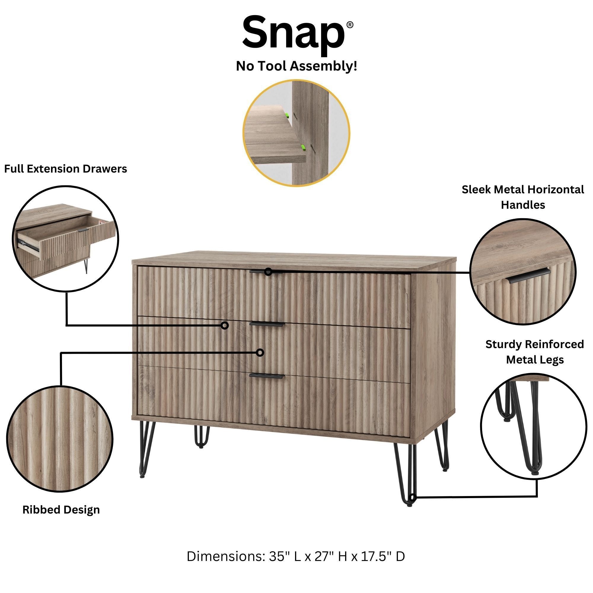 Dumbo Dresser in Rustic Grey | Modern Bedroom Chest & Storage Organizer | MidinMod