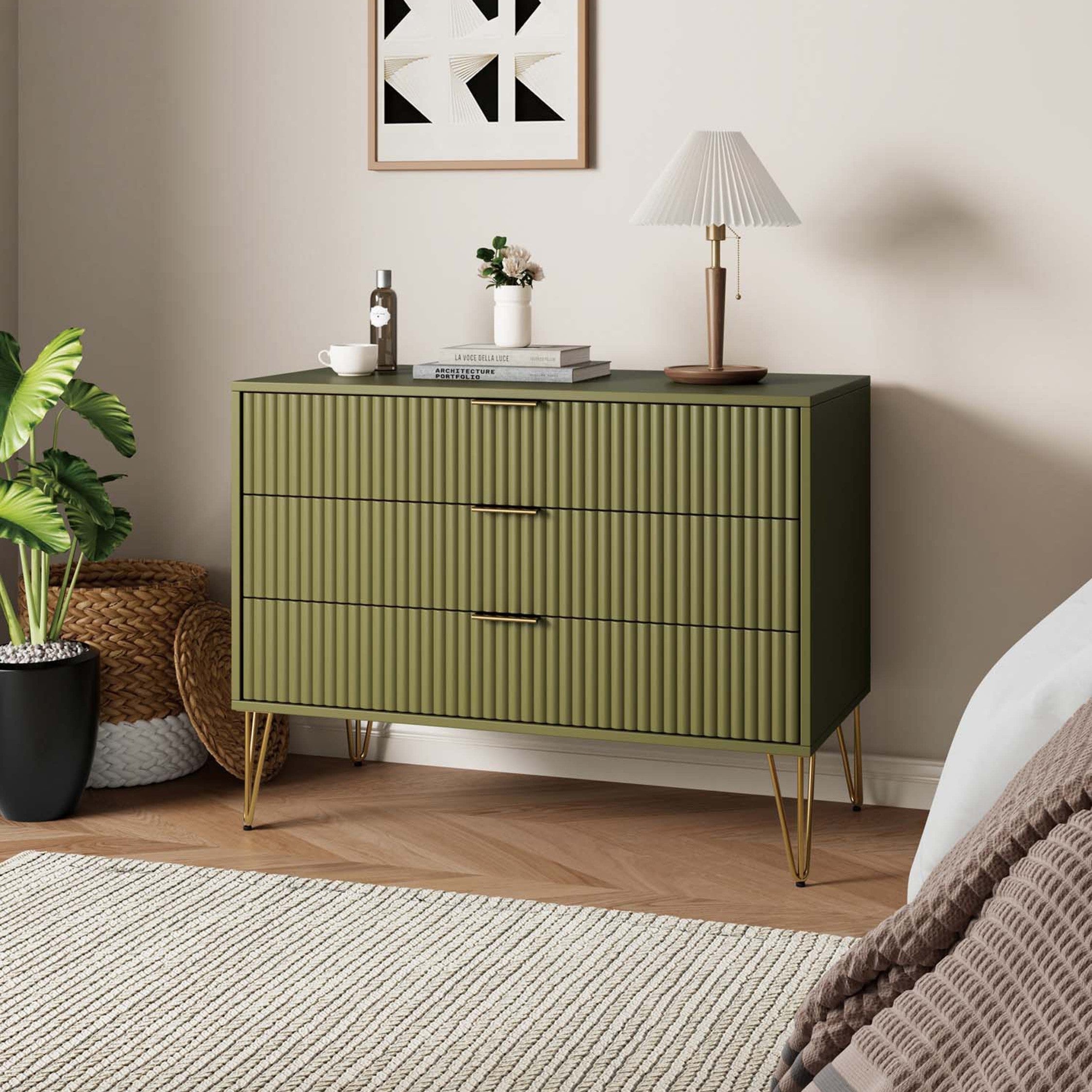 Dumbo Olive Green Dresser | Modern Bedroom Chest & Storage | MidinMod