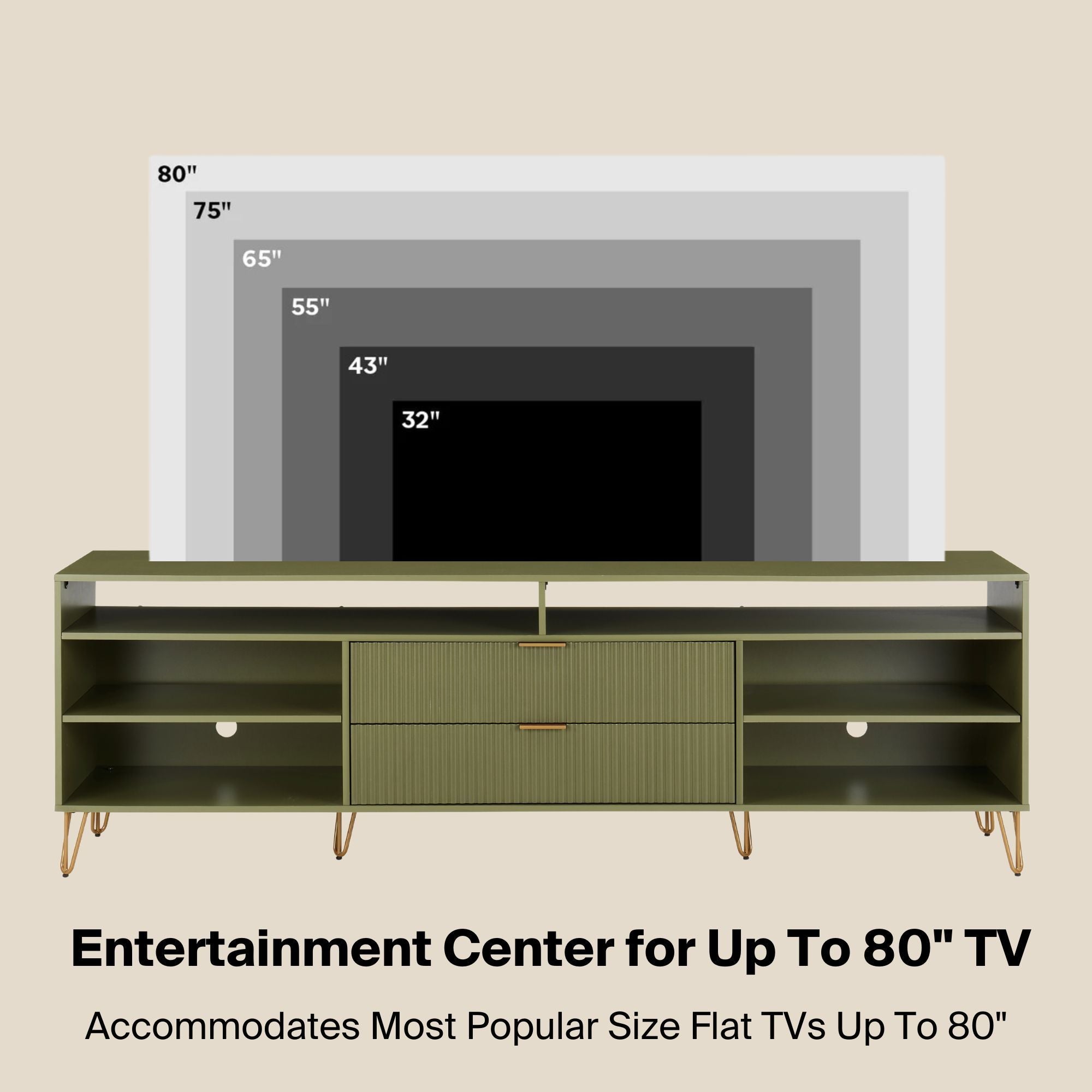 Dumbo 85-Inch Olive Green TV Stand | Sleek Modern Media Center | MidinMod