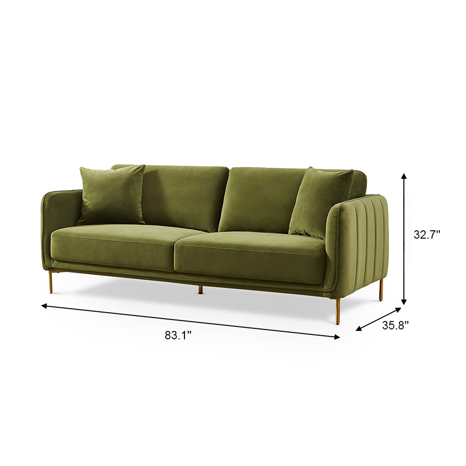 Daman Olive Green Velvet Sofa