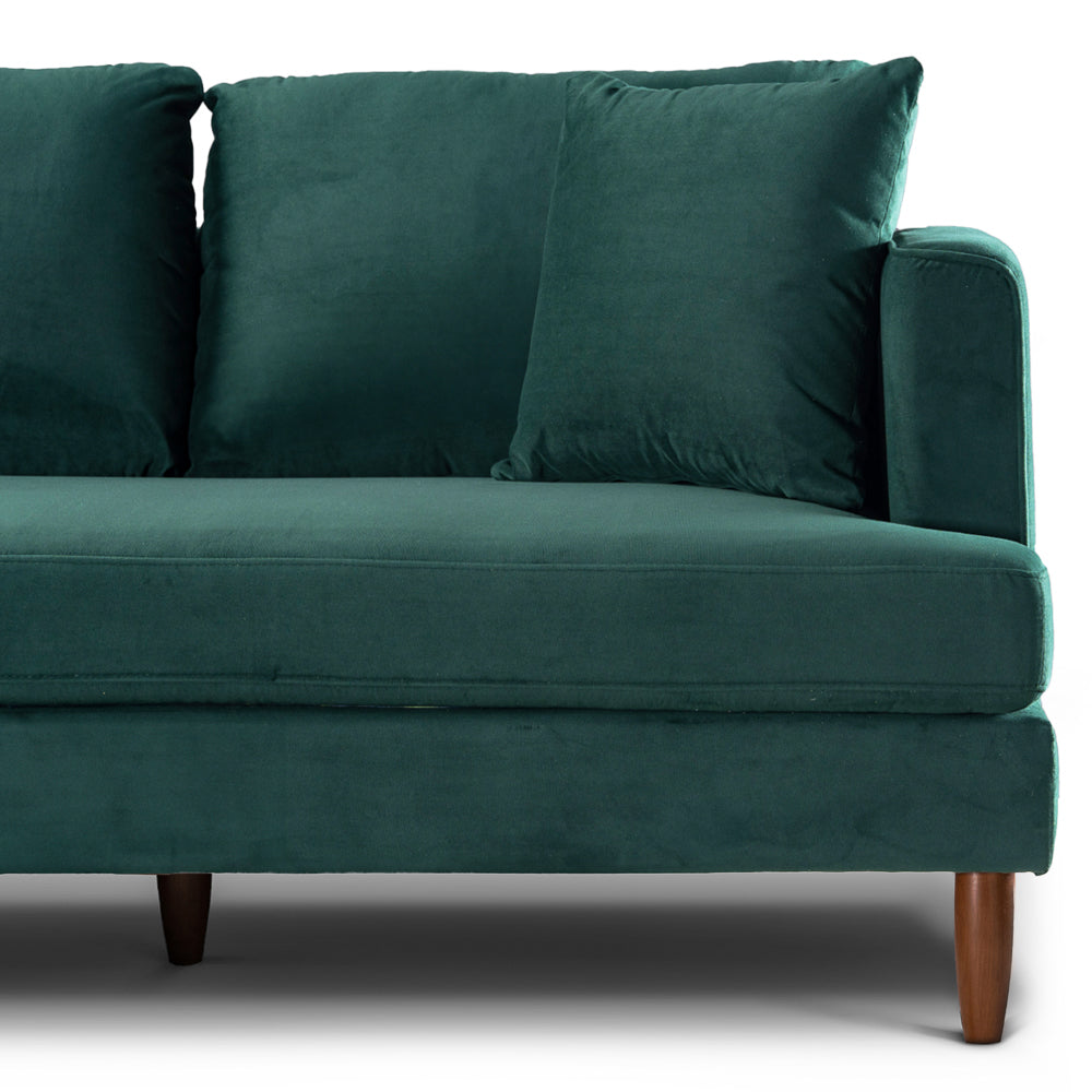 Delano Dark Green Velvet Sectional Sofa Left Facing Chaise