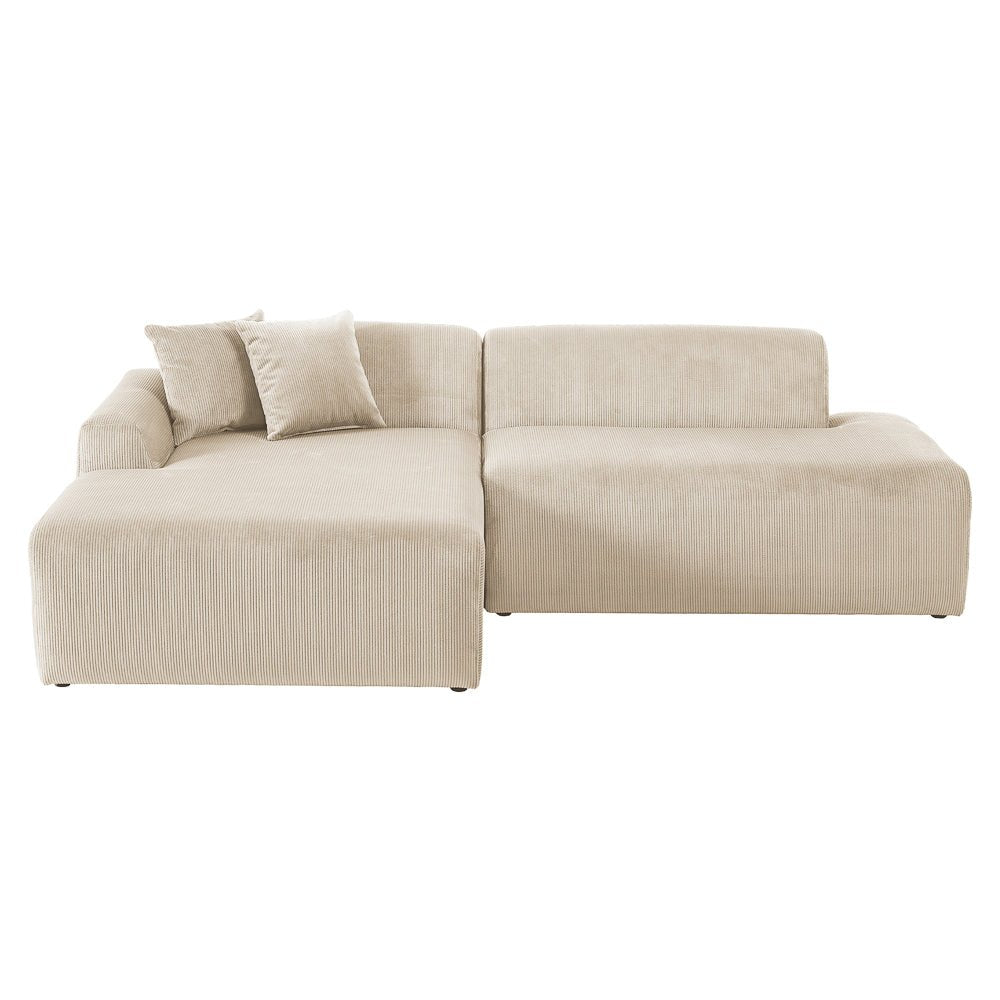 Dexter Cream Corduroy Sectional Left Facing Chaise - MidinMod