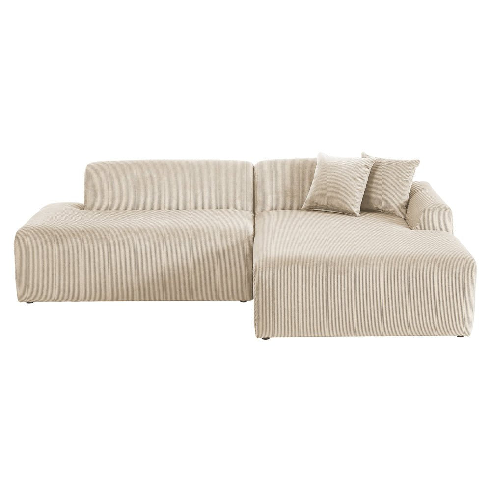 Dexter Cream Corduroy Sectional Right Facing Chaise - MidinMod