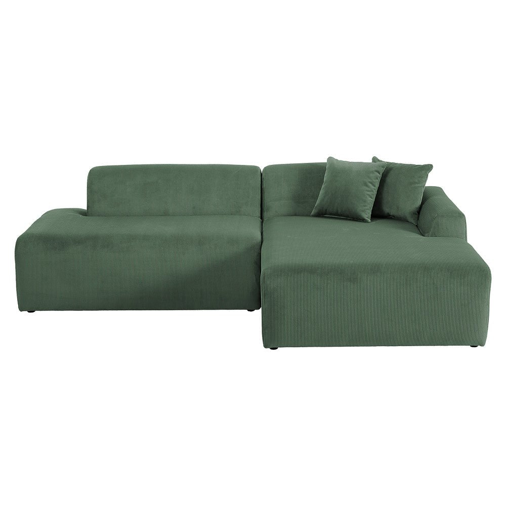 Dexter Green Corduroy Sectional Right Facing Chaise - MidinMod